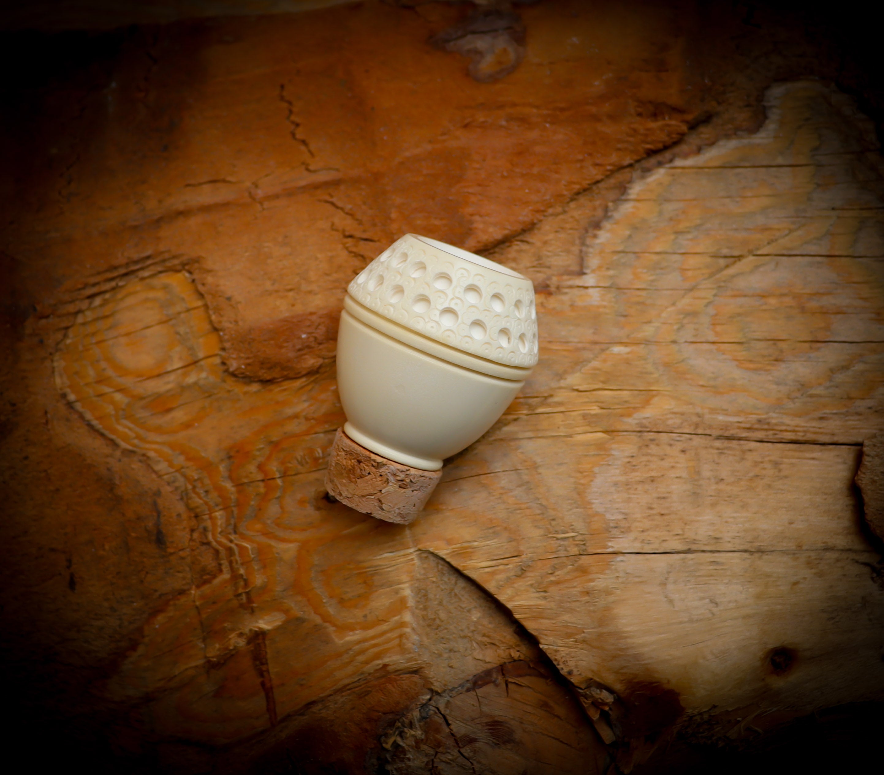 Latticed Stone Meerschaum Coloring Bowl, Tobacco Tasting| Astaş