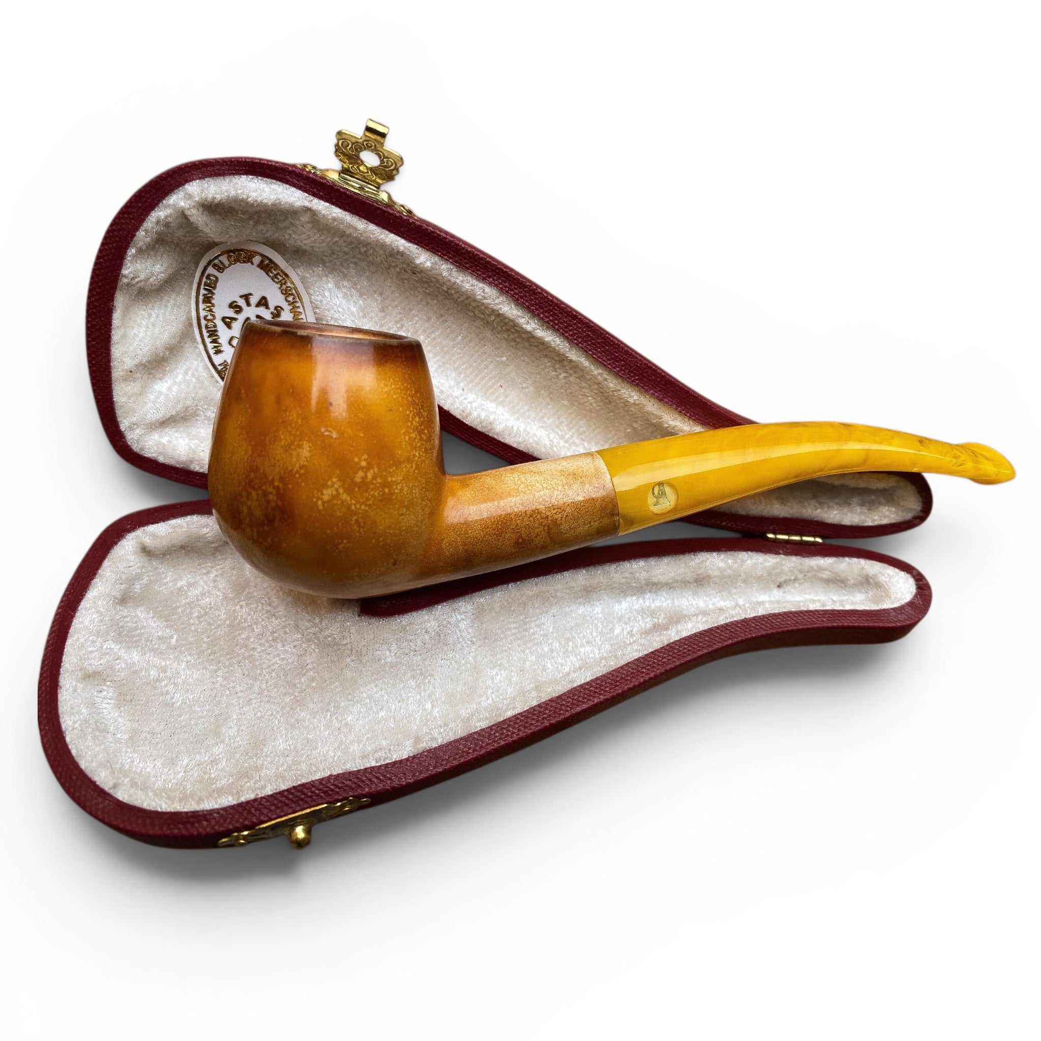 Hand Carved Apple Meerschaum Pipe With Leather Box | Astaş - Mustafa Şekercioğlu