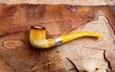 Hand Crafted Lee Van Cleef Block Meerschaum Pipe, Silver Ring, With Leather Case