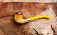 Hand Crafted Lee Van Cleef Block Meerschaum Pipe, Silver Ring, With Leather Case
