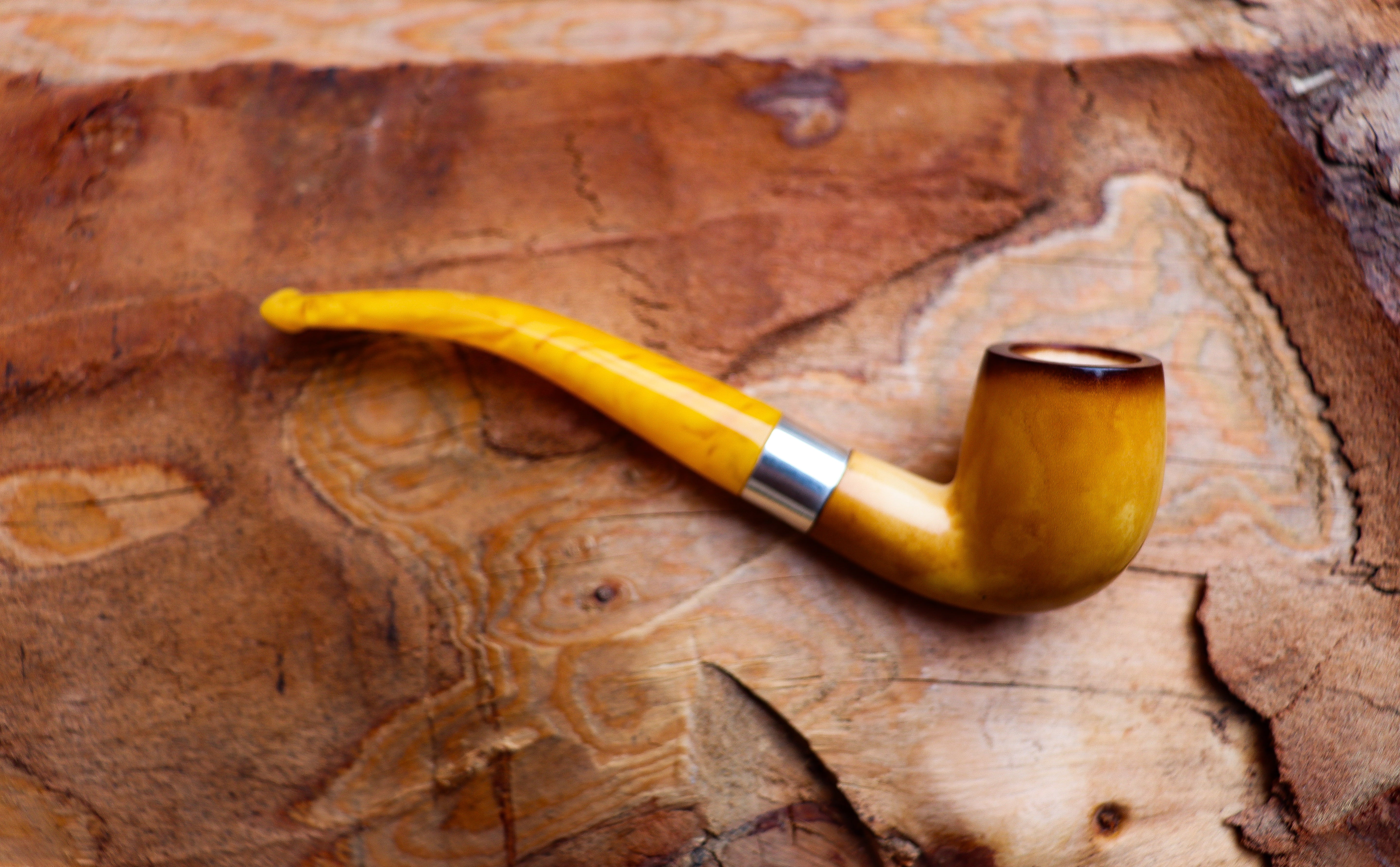 Hand Crafted Lee Van Cleef Block Meerschaum Pipe, Silver Ring, With Leather Case