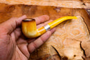 Hand Crafted Lee Van Cleef Block Meerschaum Pipe, Silver Ring, With Leather Case