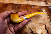 Hand Crafted Lee Van Cleef Block Meerschaum Pipe, Silver Ring, With Leather Case