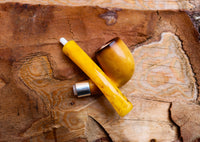 Hand Crafted Lee Van Cleef Block Meerschaum Pipe, Silver Ring, With Leather Case