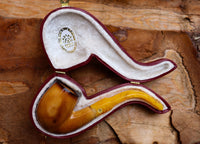 Lee Van Cleef Meerschaum Pipe, Brown Half Bent, With Leather Case
