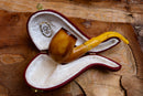 Lee Van Cleef Meerschaum Pipe, Brown Half Bent, With Leather Case