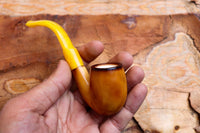 Lee Van Cleef Meerschaum Pipe, Brown Half Bent, With Leather Case