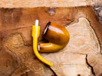 Lee Van Cleef Meerschaum Pipe, Brown Half Bent, With Leather Case