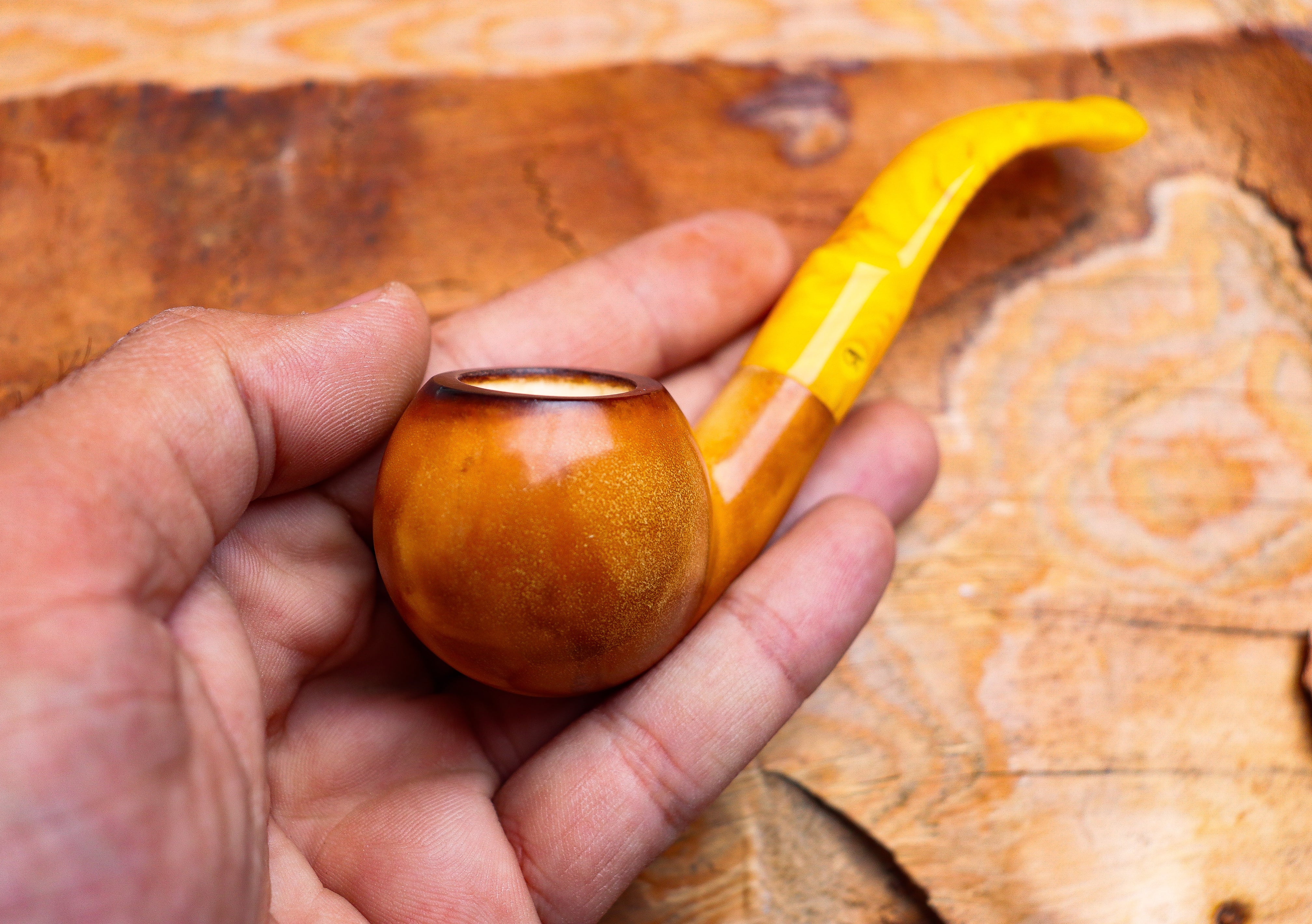 Handmade Lee Van Cleef Meerschaum Pipe, Smooth Apple, With Leather Case