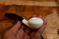 Handmade Astaş Meerschaum Pipes,Squat Bulldog, Latticed Carved,Fitted Case