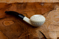 Handmade Astaş Meerschaum Pipes,Squat Bulldog, Latticed Carved,Fitted Case