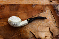 Handmade Astaş Meerschaum Pipes,Squat Bulldog, Latticed Carved,Fitted Case