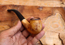 Lee Van Cleef Meerschaum Pipes, Rustic Patterned, Half Bent,Fitted Case- Astaş