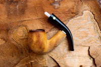 Lee Van Cleef Meerschaum Pipes, Rustic Patterned, Half Bent,Fitted Case- Astaş