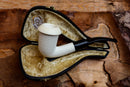 Handcrafted Astaş Meerschaum Pipes,Calabash Style,Rustic Patterned, With Fitted Case
