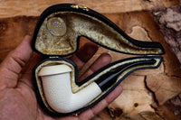 Handcrafted Astaş Meerschaum Pipes,Calabash Style,Rustic Patterned, With Fitted Case
