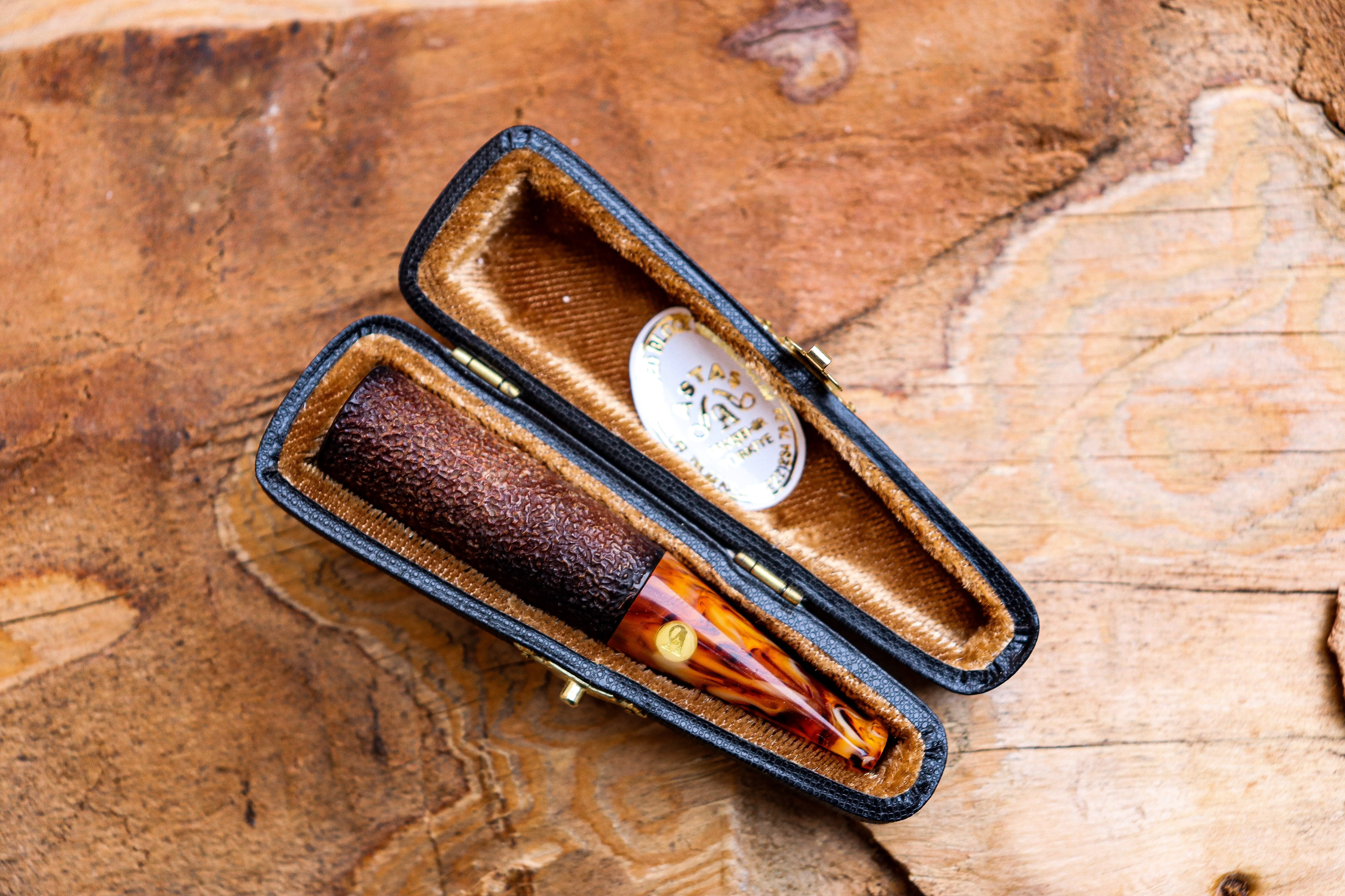 Cigarette Holder Meerschaum Pipes, Rustic Carved, Calcined, Fitted Case, Astaş