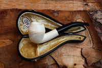 Handmade Astaş Meerschaum Pipes, Squat Bulldog, Rhodesian White, Fitted Case