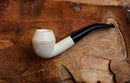 Handmade Astaş Meerschaum Pipes, Squat Bulldog, Rhodesian White, Fitted Case