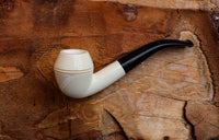 Handmade Astaş Meerschaum Pipes, Squat Bulldog, Rhodesian White, Fitted Case