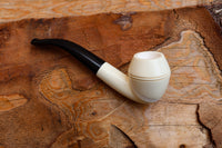 Handmade Astaş Meerschaum Pipes, Squat Bulldog, Rhodesian White, Fitted Case