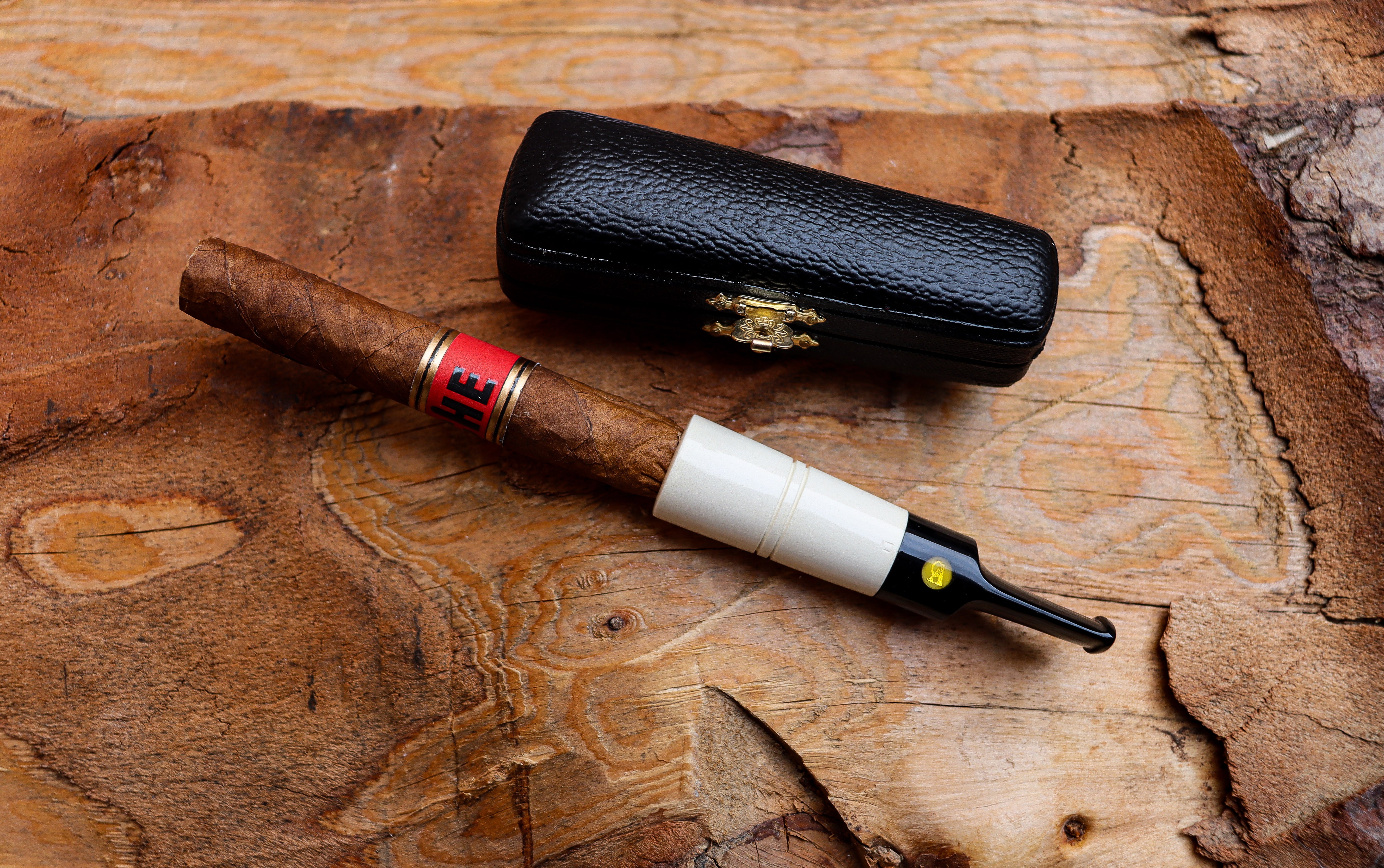 Handmade Cigar Holder Meerschaum Pipes, Smooth White, Fitted Case, Astaş