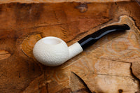Handmade Astaş Meerschaum Pipes,Squat Tomato, Rustic Carved, Fitted Case