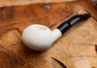 Handmade Astaş Meerschaum Pipes,Squat Tomato, Rustic Carved, Fitted Case