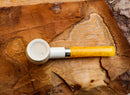Handmade Astaş Meerschaum Pipes, Billard, Silver Ring, Smooth White, Fitted Case