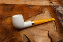 Handmade Astaş Meerschaum Pipes, Billard, Silver Ring, Smooth White, Fitted Case