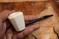 Handmade Astaş Meerschaum Pipes, Carbon Fiber, Panel, Smooth Carved, With Fitted Case