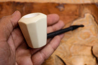 Handmade Astaş Meerschaum Pipes, Carbon Fiber, Panel, Smooth Carved, With Fitted Case
