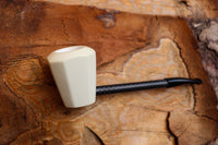 Handmade Astaş Meerschaum Pipes, Carbon Fiber, Panel, Smooth Carved, With Fitted Case