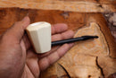 Handmade Astaş Meerschaum Pipes, Carbon Fiber, Panel, Smooth Carved, With Fitted Case