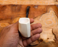 Handmade Astaş Meerschaum Pipes, Carbon Fiber, Panel, Smooth Carved, With Fitted Case