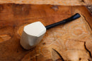 Handmade Astaş Meerschaum Pipes, Carbon Fiber, Panel, Smooth Carved, With Fitted Case