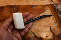 Handmade Astaş Meerschaum Pipes, Carbon Fiber, Panel, Smooth Carved, With Fitted Case