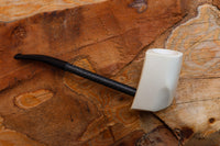 Handmade Astaş Meerschaum Pipes, Carbon Fiber, Panel, Smooth Carved, With Fitted Case