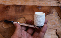 Handmade Falcon Billiard Meerschaum Pipes, Astaş, Latticed Carved, With Fitted Case
