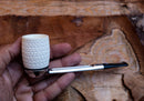 Handmade Falcon Billiard Meerschaum Pipes, Astaş, Latticed Carved, With Fitted Case