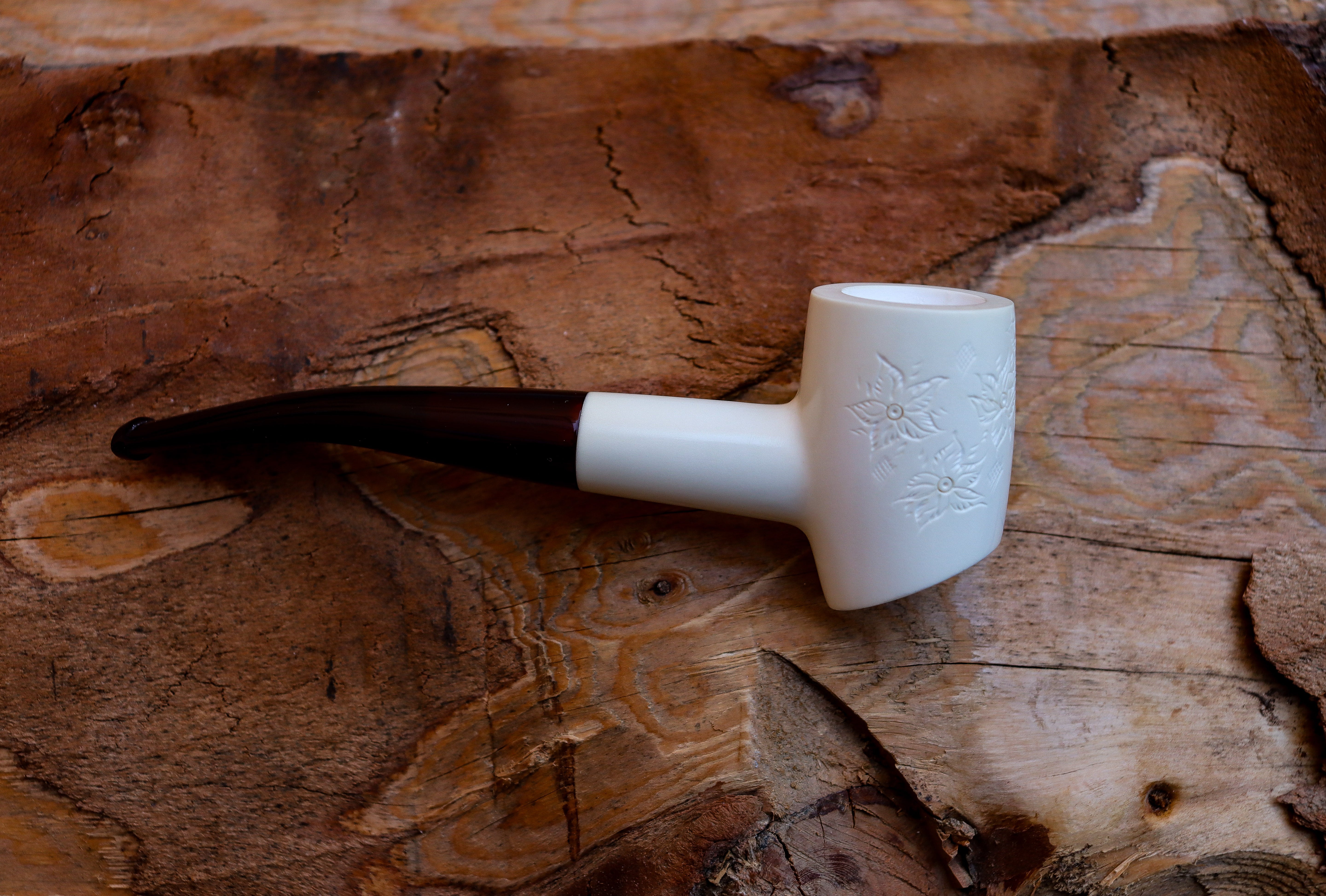 Handmade Astaş Meerschaum Pipes, Poker,White, 9MM Filtered, With Fitted Case