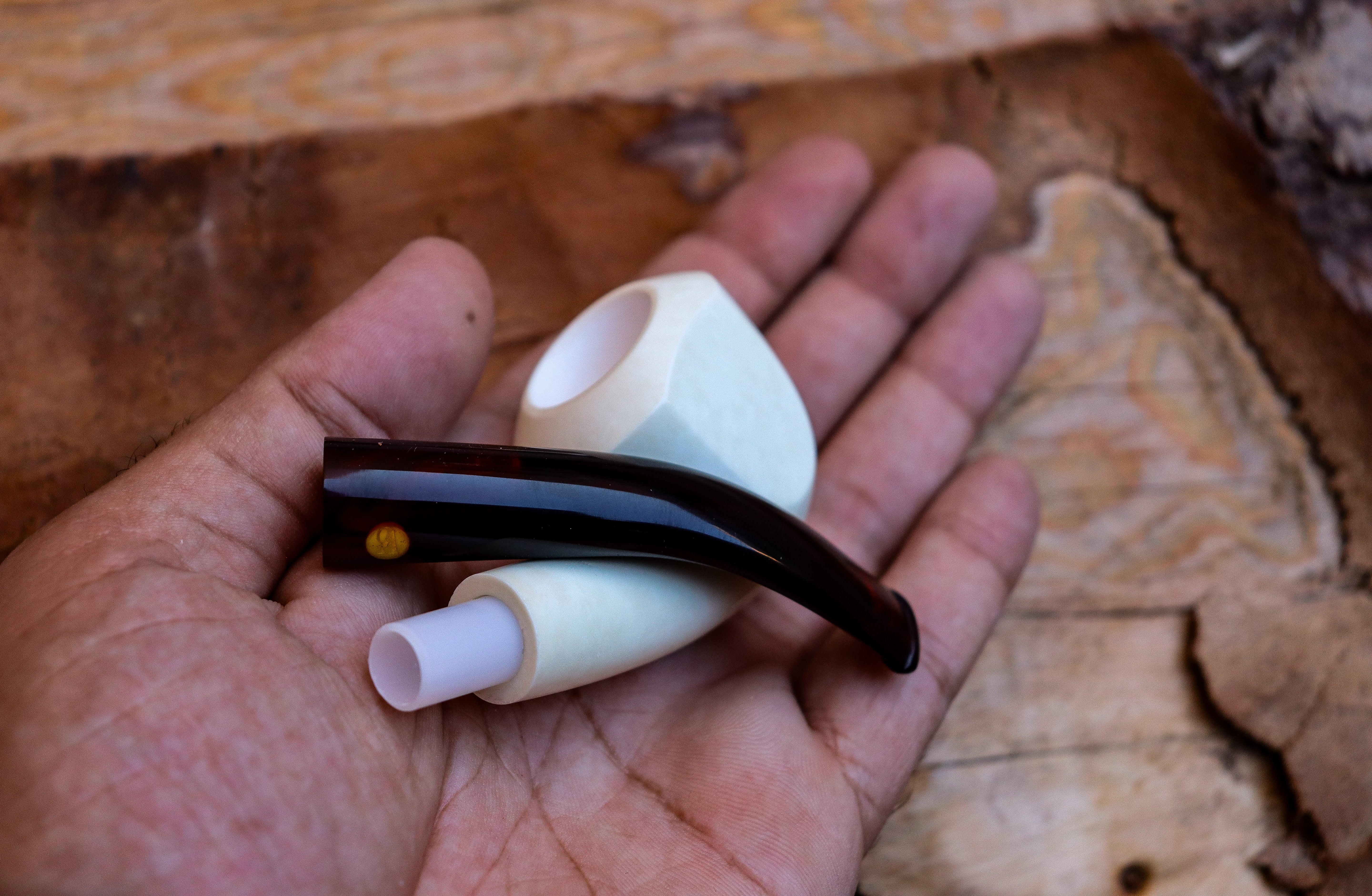 Handmade Astaş Meerschaum Pipes, 9MM Filtered, Smooth Carved, Panel, Fitted Case