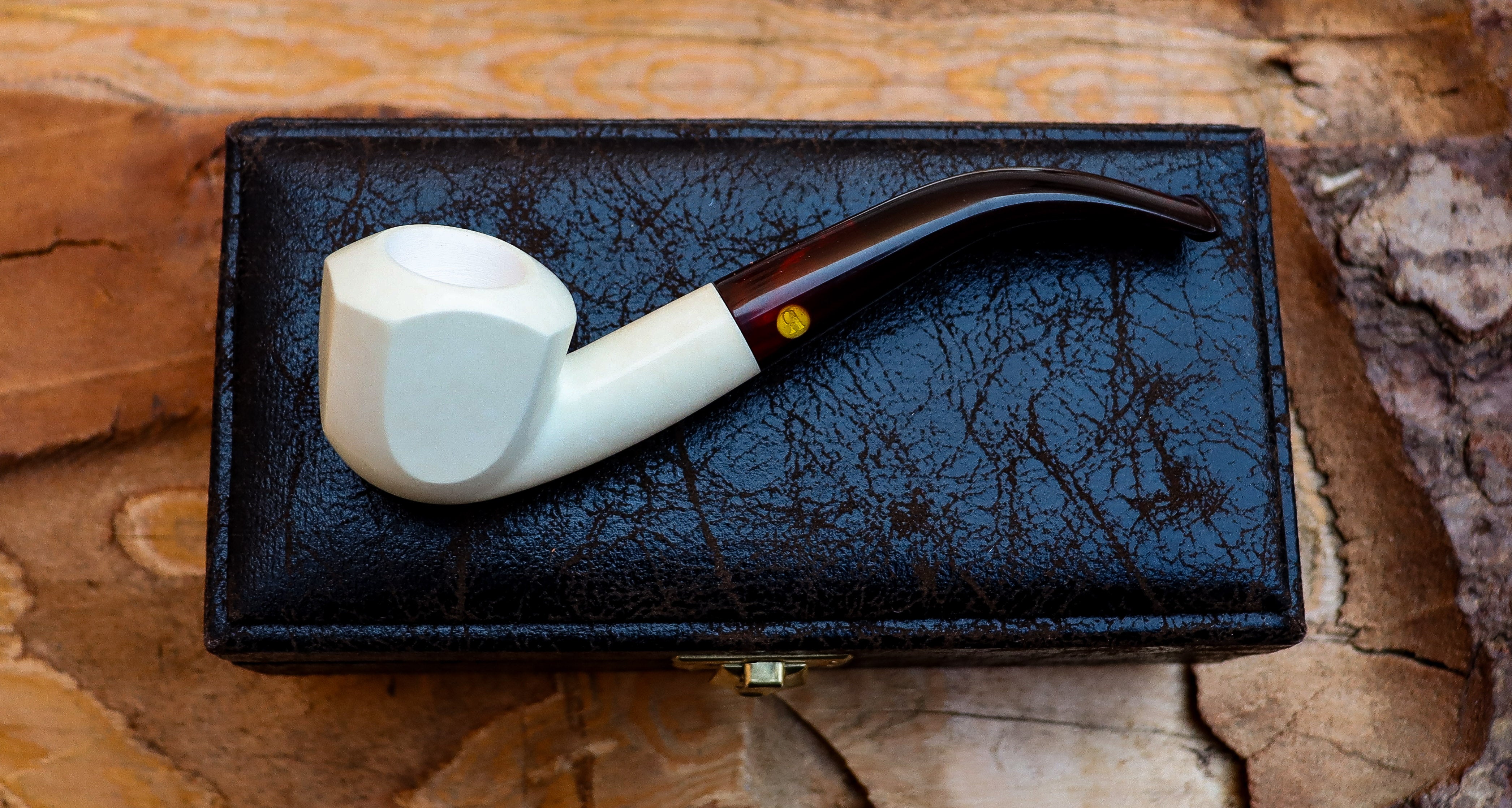 Handmade Astaş Meerschaum Pipes, 9MM Filtered, Smooth Carved, Panel, Fitted Case