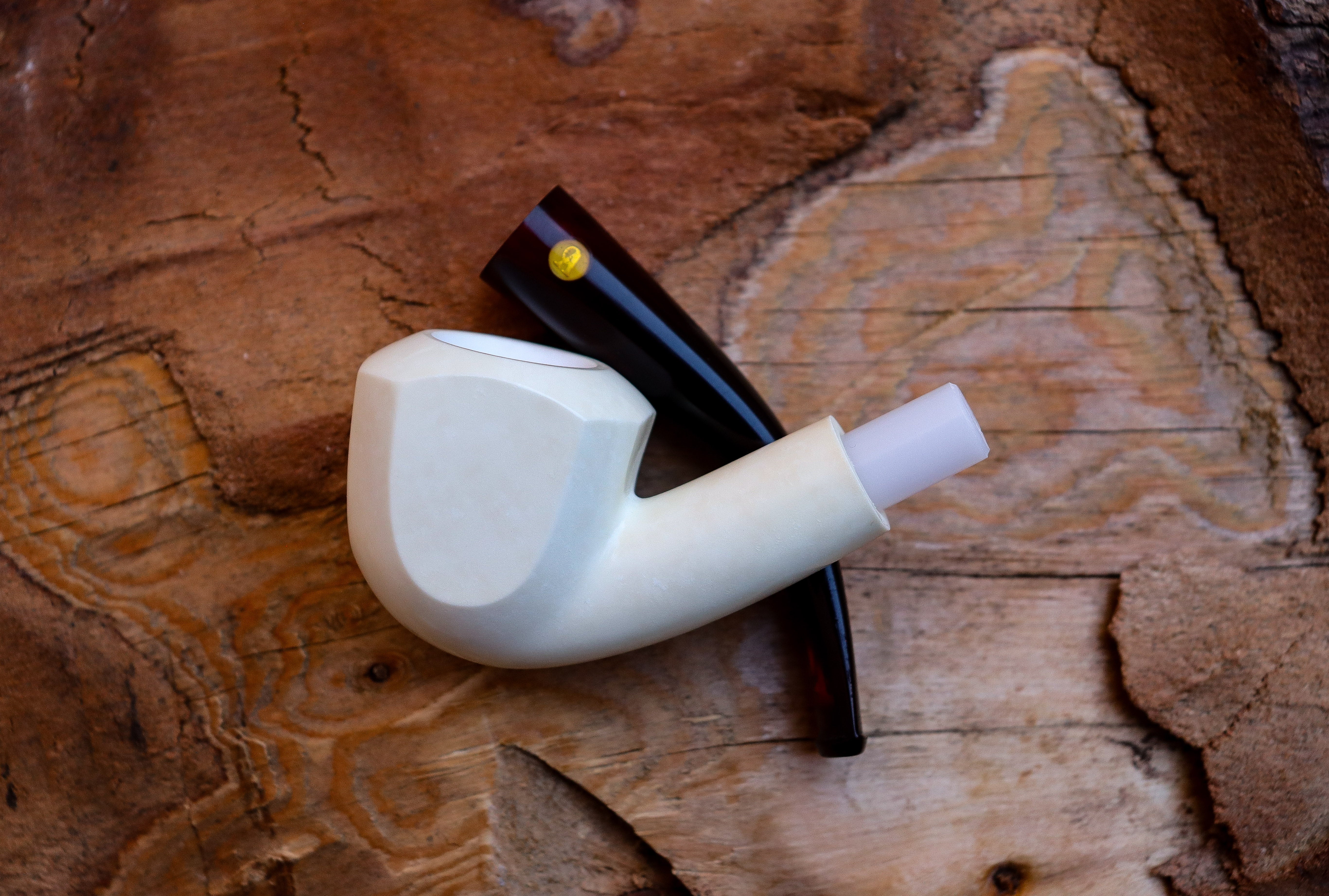 Handmade Astaş Meerschaum Pipes, 9MM Filtered, Smooth Carved, Panel, Fitted Case