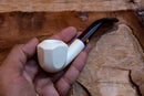 Handmade Astaş Meerschaum Pipes, 9MM Filtered, Smooth Carved, Panel, Fitted Case