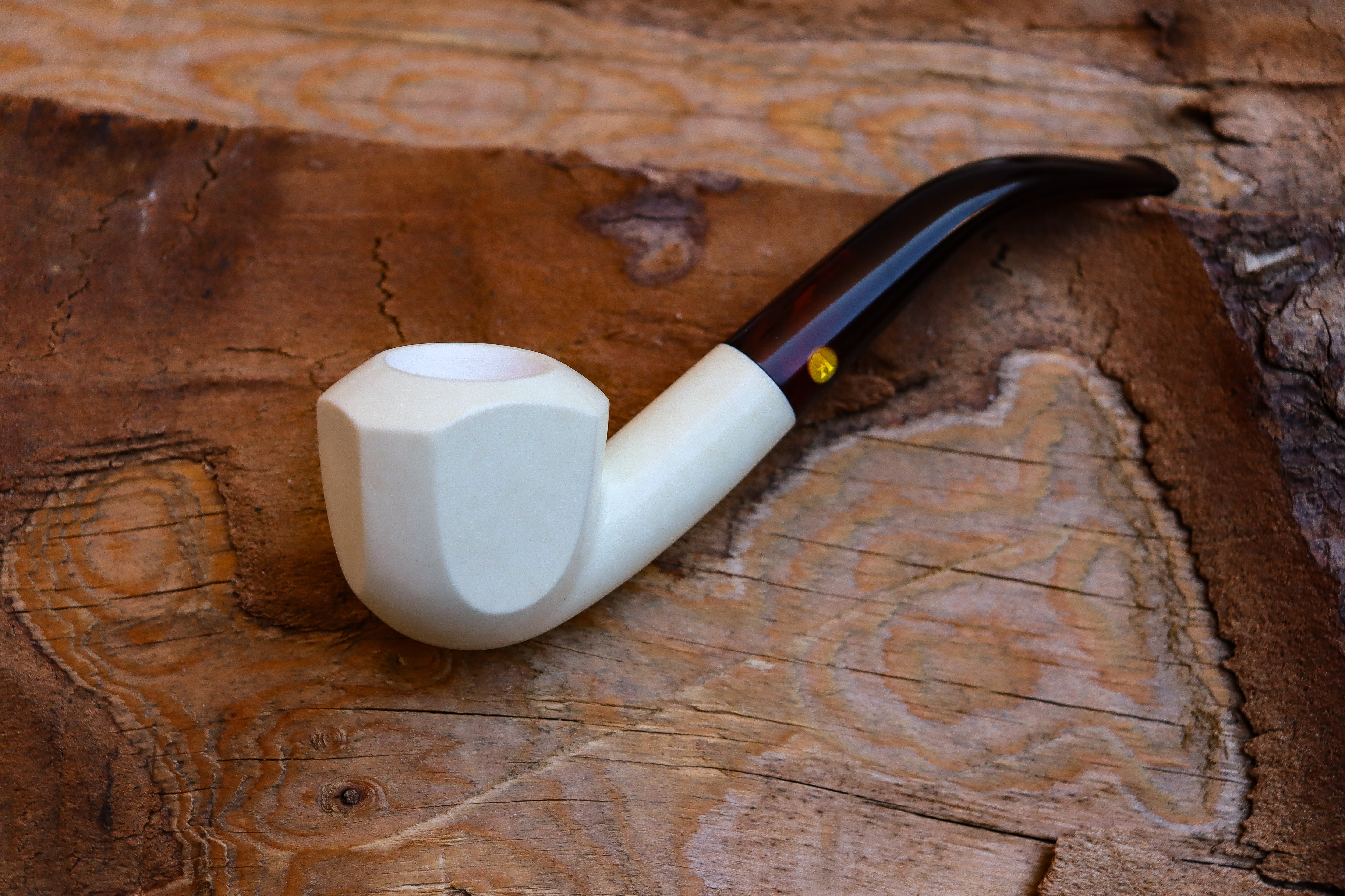 Handmade Astaş Meerschaum Pipes, 9MM Filtered, Smooth Carved, Panel, Fitted Case