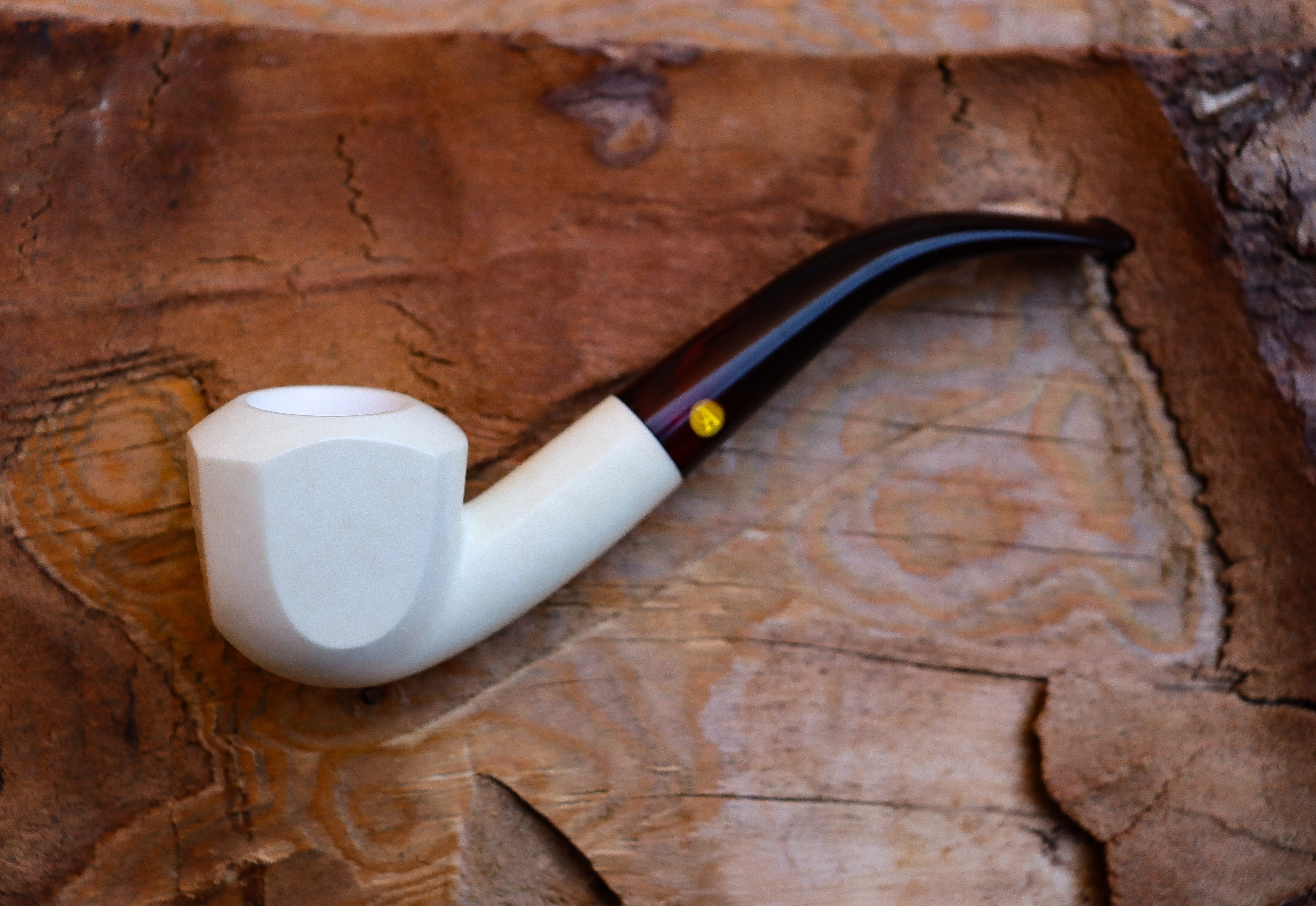 Handmade Astaş Meerschaum Pipes, 9MM Filtered, Smooth Carved, Panel, Fitted Case