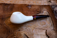 Handmade Astaş Meerschaum Pipes, 9MM Filtered, Squat Tomato, Freehand, Smooth Carved, Fitted Case