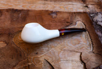 Handmade Astaş Meerschaum Pipes, 9MM Filtered, Squat Tomato, Freehand, Smooth Carved, Fitted Case