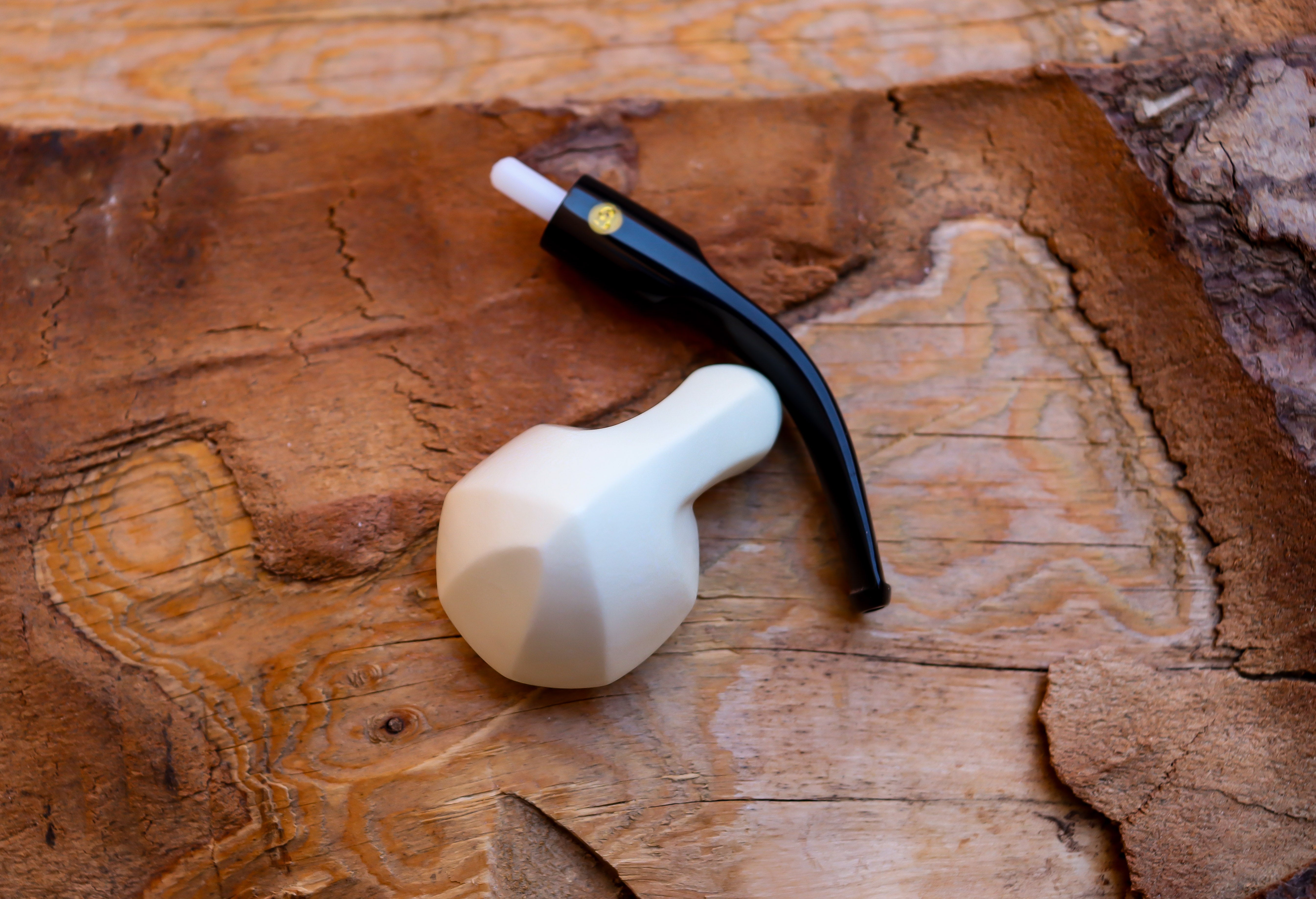 Handmade Astaş Meerschaum Pipes, Panel White,Smooth Carved, With Fitted Case